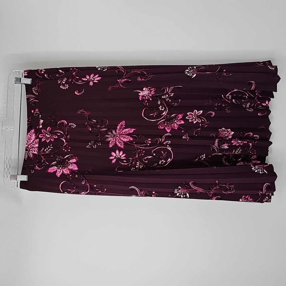 Chico's Pleated Purple Paisley Floral Cottagecore Soft Flowy Midi Skirt Sz:14 - Picture 12 of 12